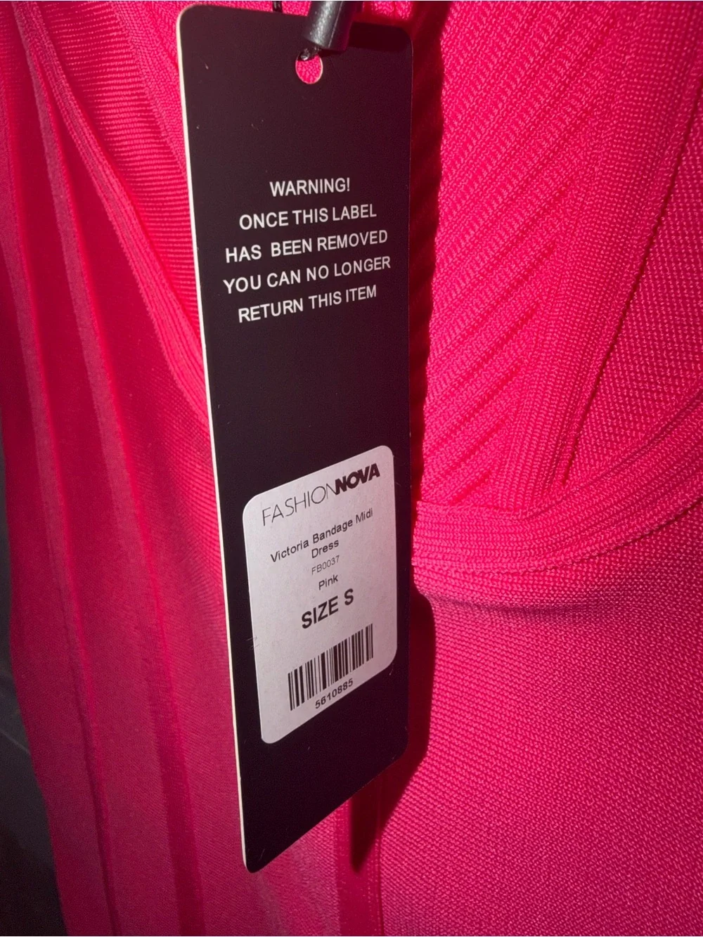 Fashion Nova Victoria Hot Pink Bandage Corset Midi Dress – Size S NWT